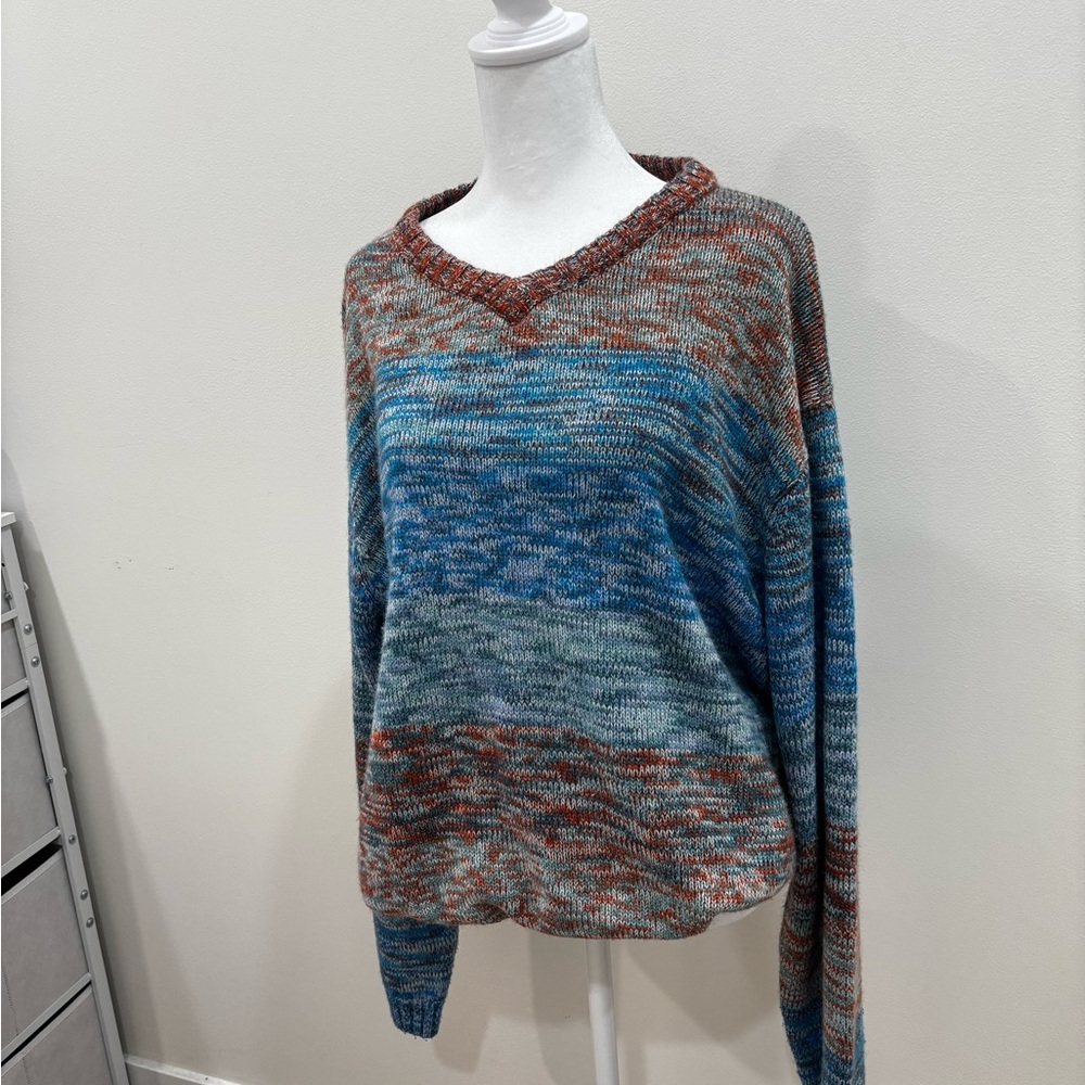 Urban Outfitters Blue and Brown Knit Sweater